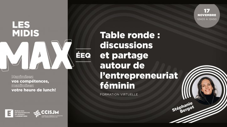 Les Midi Max Table Ronde Discussions Et Partage Autour De Lentrepreneuriat Feminin Chambre De 